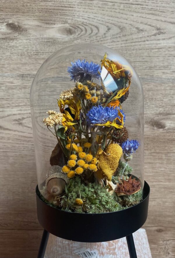 Mushroom and Wildflower Glass Cloche